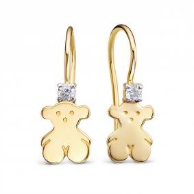 Золотые серьги КЮЗ Del'ta Dл1204929 с фианитом Dл1204929 фото