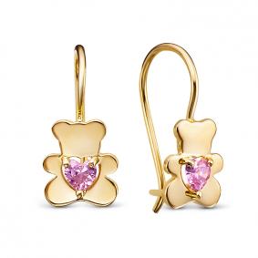 Золотые серьги КЮЗ Del'ta Dл1204930 с фианитом Dл1204930 фото