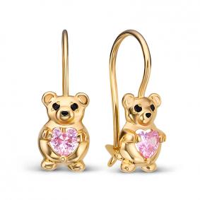 Золотые серьги КЮЗ Del'ta Dл1204950 с фианитом Dл1204950 фото