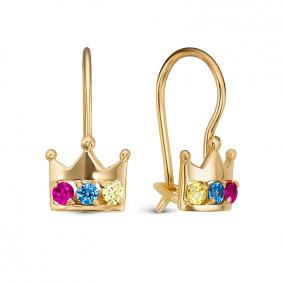 Золотые серьги КЮЗ Del'ta Dл1204982 с фианитом Dл1204982 фото