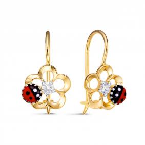 Золотые серьги КЮЗ Del'ta Dл1205096 с фианитом Dл1205096 фото