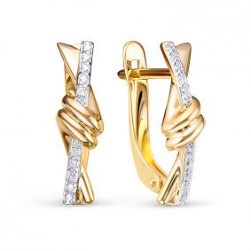 Золотые серьги КЮЗ Del'ta Dл1205221 с фианитом Dл1205221 фото