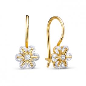 Золотые серьги КЮЗ Del'ta Dл1205309 с фианитом Dл1205309 фото