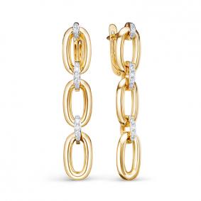 Золотые серьги КЮЗ Del'ta Dл1205437 с фианитом Dл1205437 фото