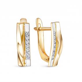 Золотые серьги КЮЗ Del'ta Dл1205471 с фианитом Dл1205471 фото