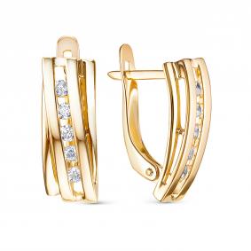 Золотые серьги КЮЗ Del'ta Dл1205484 с фианитом Dл1205484 фото