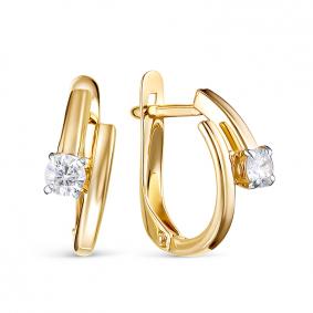 Золотые серьги КЮЗ Del'ta Dл1205557 с фианитом Dл1205557 фото