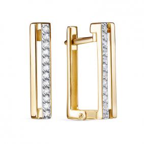 Золотые серьги КЮЗ Del'ta Dл1205584 с фианитом Dл1205584 фото