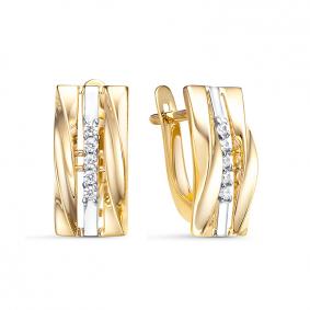 Золотые серьги КЮЗ Del'ta Dл1205600 с фианитом Dл1205600 фото