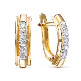 Золотые серьги КЮЗ Del'ta Dл1205649 с фианитом Dл1205649 фото