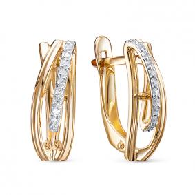 Золотые серьги КЮЗ Del'ta Dл1205668 с фианитом Dл1205668 фото