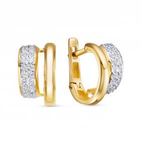 Золотые серьги КЮЗ Del'ta Dл1205733 с фианитом Dл1205733 фото