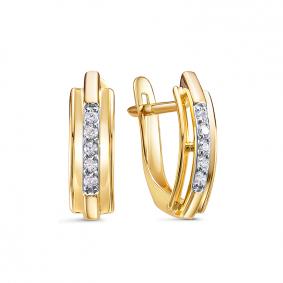 Золотые серьги КЮЗ Del'ta Dл1205739 с фианитом Dл1205739 фото