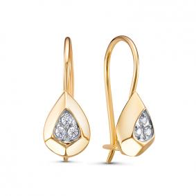 Золотые серьги КЮЗ Del'ta Dл1205761 с фианитом Dл1205761 фото