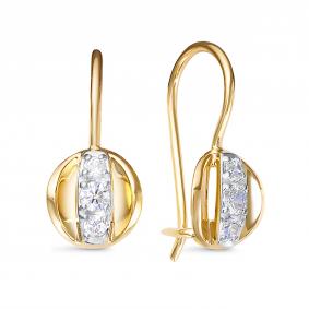 Золотые серьги КЮЗ Del'ta Dл1205776 с фианитом Dл1205776 фото