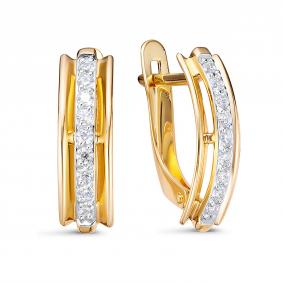 Золотые серьги КЮЗ Del'ta Dл1205800 с фианитом Dл1205800 фото