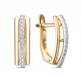 Золотые серьги КЮЗ Del'ta Dл1205821 с фианитом Dл1205821 фото