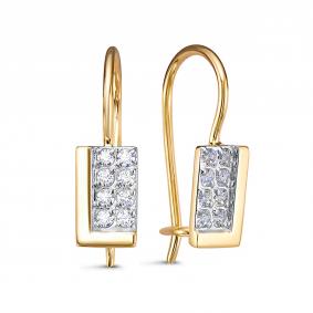 Золотые серьги КЮЗ Del'ta Dл1205879 с фианитом Dл1205879 фото