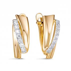 Золотые серьги КЮЗ Del'ta Dл1205988 с фианитом Dл1205988 фото