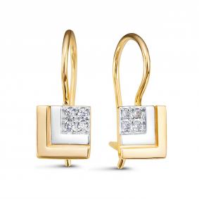 Золотые серьги КЮЗ Del'ta Dл1206025 с фианитом Dл1206025 фото