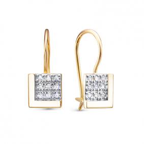 Золотые серьги КЮЗ Del'ta Dл1206050 с фианитом Dл1206050 фото