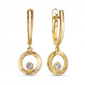Золотые серьги КЮЗ Del'ta Dл1206366 с фианитом Dл1206366 фото