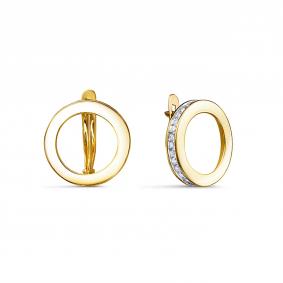 Золотые серьги КЮЗ Del'ta Dл1206442 с фианитом Dл1206442 фото