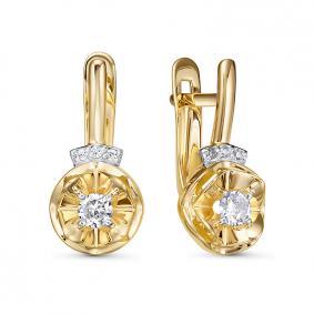 Серьги из лимонного золота КЮЗ Del'ta Dл1206536 с фианитом Dл1206536 фото