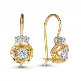 Золотые серьги КЮЗ Del'ta Dл1206551 с фианитом Dл1206551 фото