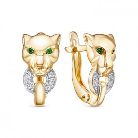 Золотые серьги КЮЗ Del'ta Dл1206574 с фианитом Dл1206574 фото