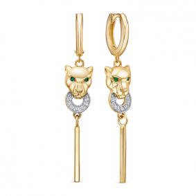 Золотые серьги КЮЗ Del'ta Dл1206575 с фианитом Dл1206575 фото