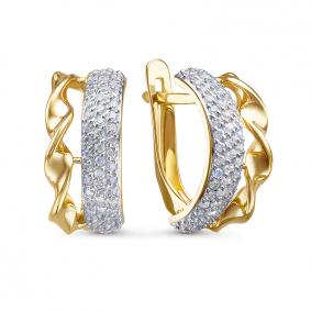 Серьги из лимонного золота КЮЗ Del'ta Dл1206668 с фианитом Dл1206668 фото