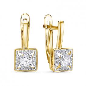 Серьги из лимонного золота КЮЗ Del'ta Dл1206697 с фианитом Dл1206697 фото