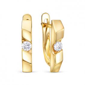 Серьги из лимонного золота КЮЗ Del'ta Dл1206736 с фианитом Dл1206736 фото