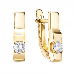Серьги из лимонного золота КЮЗ Del'ta Dл1206760 с фианитом Dл1206760 фото