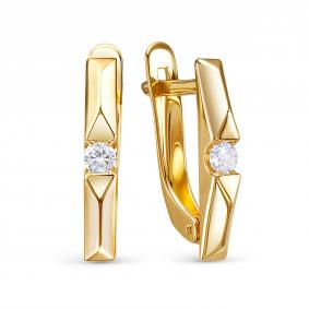 Золотые серьги КЮЗ Del'ta Dл1206803 с фианитом Dл1206803 фото