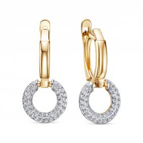 Золотые серьги КЮЗ Del'ta Dл1206846 с фианитом Dл1206846 фото