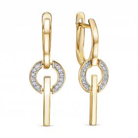 Золотые серьги КЮЗ Del'ta Dл1206869 с фианитом Dл1206869 фото