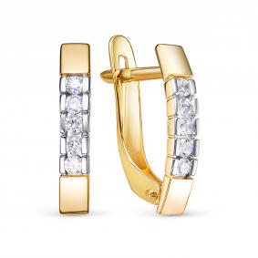 Золотые серьги КЮЗ Del'ta Dл1206884 с фианитом Dл1206884 фото