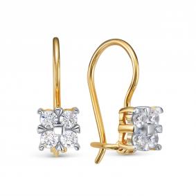 Золотые серьги КЮЗ Del'ta Dл1207064 с фианитом Dл1207064 фото