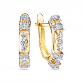 Золотые серьги КЮЗ Del'ta Dл1207160 с фианитом Dл1207160 фото