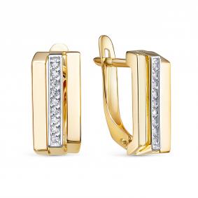 Золотые серьги КЮЗ Del'ta Dл1207245 с фианитом Dл1207245 фото