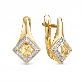 Золотые серьги КЮЗ Del'ta Dл1207263 с фианитом Dл1207263 фото