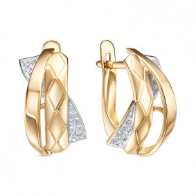 Золотые серьги КЮЗ Del'ta Dл1207285 с фианитом Dл1207285 фото