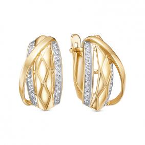 Золотые серьги КЮЗ Del'ta Dл1207309 с фианитом Dл1207309 фото