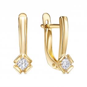 Золотые серьги КЮЗ Del'ta Dл1207314 с фианитом Dл1207314 фото