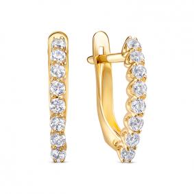 Золотые серьги КЮЗ Del'ta Dл1207433 с фианитом Dл1207433 фото