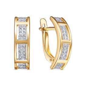 Золотые серьги КЮЗ Del'ta Dл1207460 с фианитом Dл1207460 фото