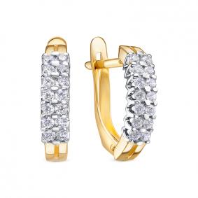 Золотые серьги КЮЗ Del'ta Dл1207480 с фианитом Dл1207480 фото