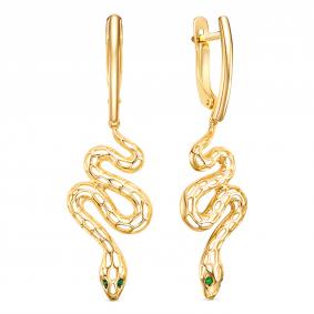 Золотые серьги КЮЗ Del'ta Dл1207568 с фианитом Dл1207568 фото